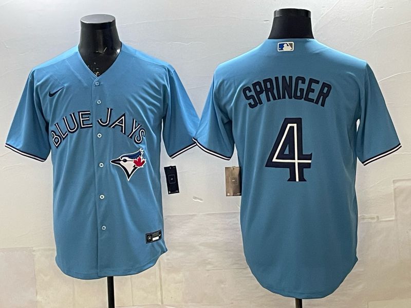 Men 2025 Nike Toronto Blue Jays #4 Springer Light Blue Game MLB Jersey 02->toronto blue jays->MLB Jersey